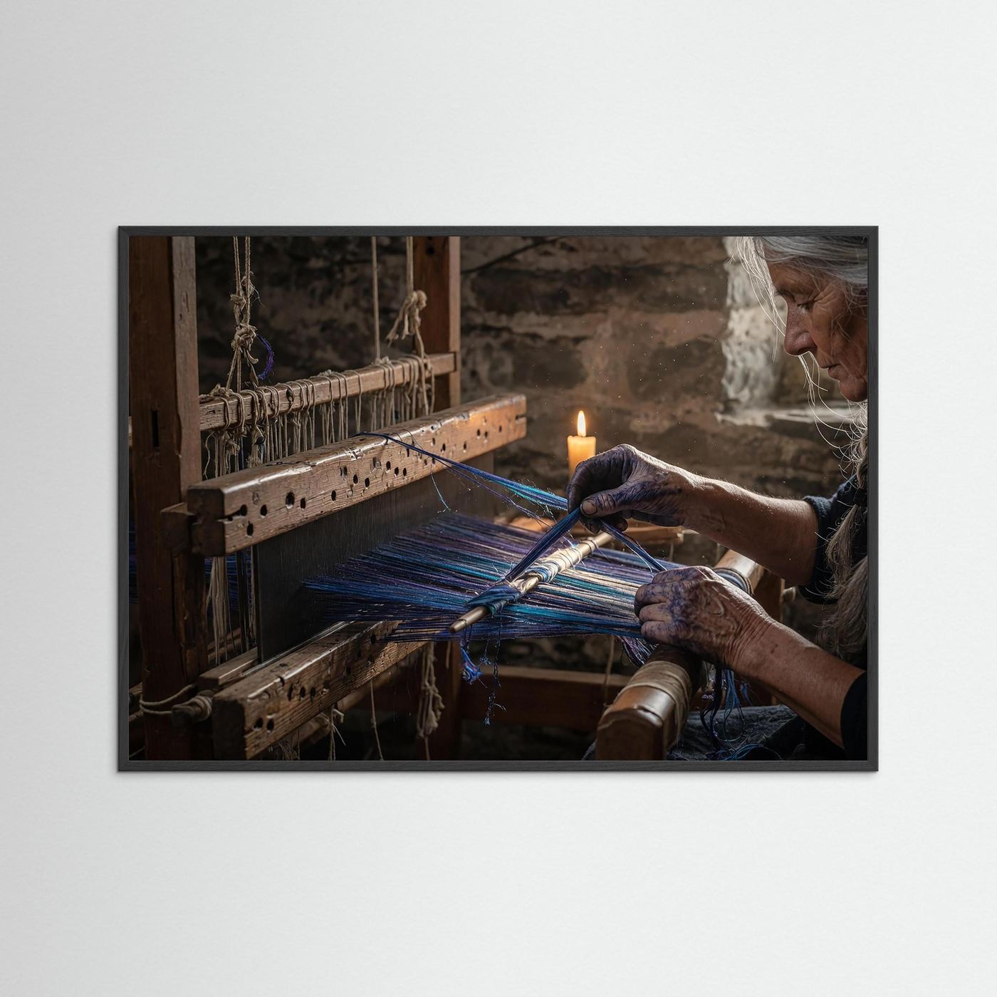 Wandbild Webstuhl der zärtlichen Stille - Raumansicht und Details
