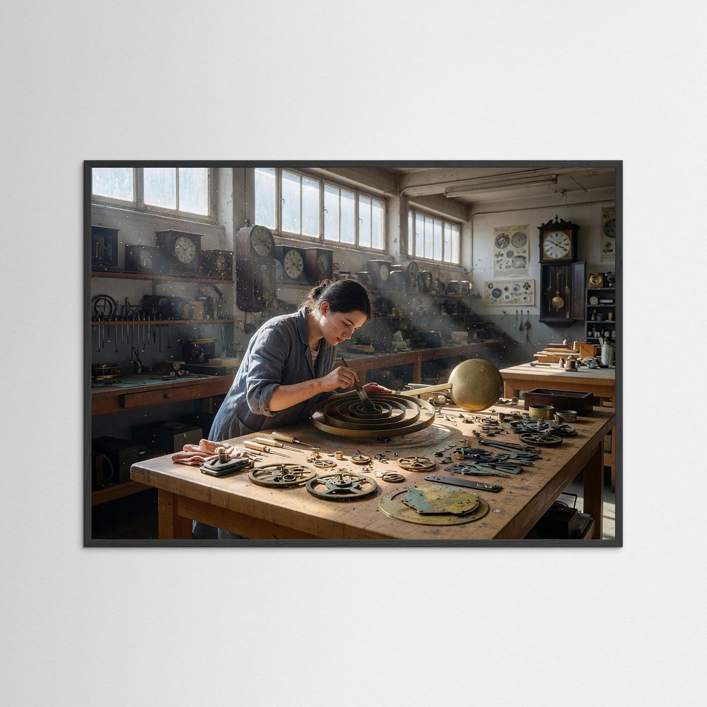 Wandbild Präzision im Staub der Zeit - Raumansicht und Details
