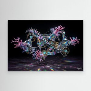Leinwandbild: Neon-Synapsen im abgründigen Geflecht – Kunstwerk für modernes Wohnen
