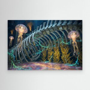 Leinwandbild: Verwobene Rippen der neonfarbenen Tiefe – Kunstwerk für modernes Wohnen