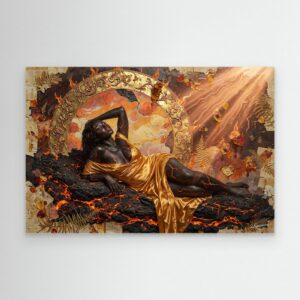 Leinwandbild: Verglühender Goldregen im Himmelsgewölbe – Kunstwerk für modernes Wohnen