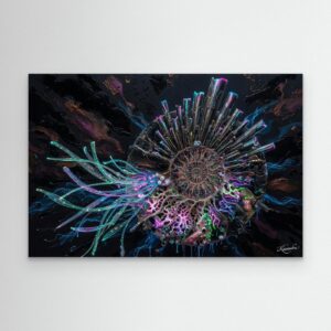 Leinwandbild: Verwobene Abgründe metallischer Korallen – Kunstwerk für modernes Wohnen