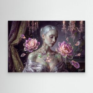 Leinwandbild: Porzellanblüte in synthetischem Samt – Kunstwerk für modernes Wohnen