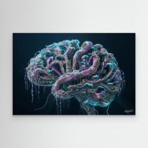 Leinwandbild: Kalkulierter Zerfall im Neongrau – Kunstwerk für modernes Wohnen