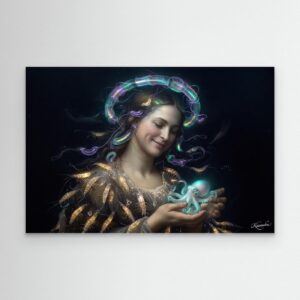 Leinwandbild: Prinzessin Madeleines biolumineszentes Renaissance-Porträt – Kunstwerk für modernes Wohnen