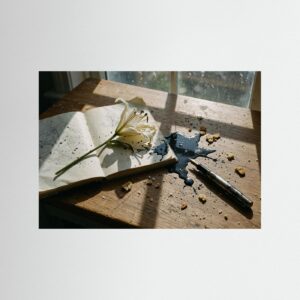 Leinwandbild: Tinte auf welkem Blatt – Kunstwerk für modernes Wohnen