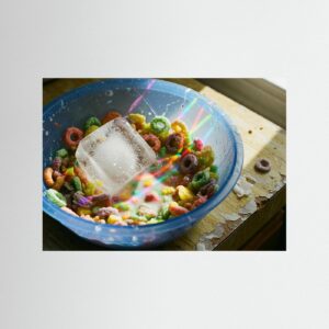 Leinwandbild: Verlorenes Frühstück zwischen Eiskristallen – Kunstwerk für modernes Wohnen