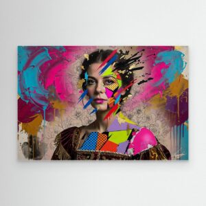 Leinwandbild: Natalias gespaltene Hollywood-Maskerade – Kunstwerk für modernes Wohnen