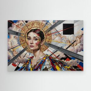 Leinwandbild: Audreys goldene Geometrie der Sehnsucht – Kunstwerk für modernes Wohnen