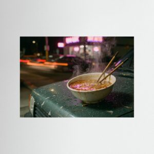 Leinwandbild: Mitternachtssuppe auf kaltem Metall – Kunstwerk für modernes Wohnen