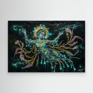 Leinwandbild: Gläserne Abgründe neonfarbener Andacht – Kunstwerk für modernes Wohnen