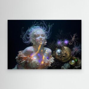 Leinwandbild: Neon-Glanz der ewigen Tiefe – Kunstwerk für modernes Wohnen