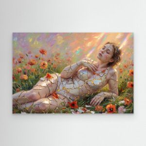 Leinwandbild: Goldene Narben im Mohnfeld – Kunstwerk für modernes Wohnen