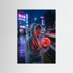 Leinwandbild: Neon im Regenguss – Kunstwerk für modernes Wohnen