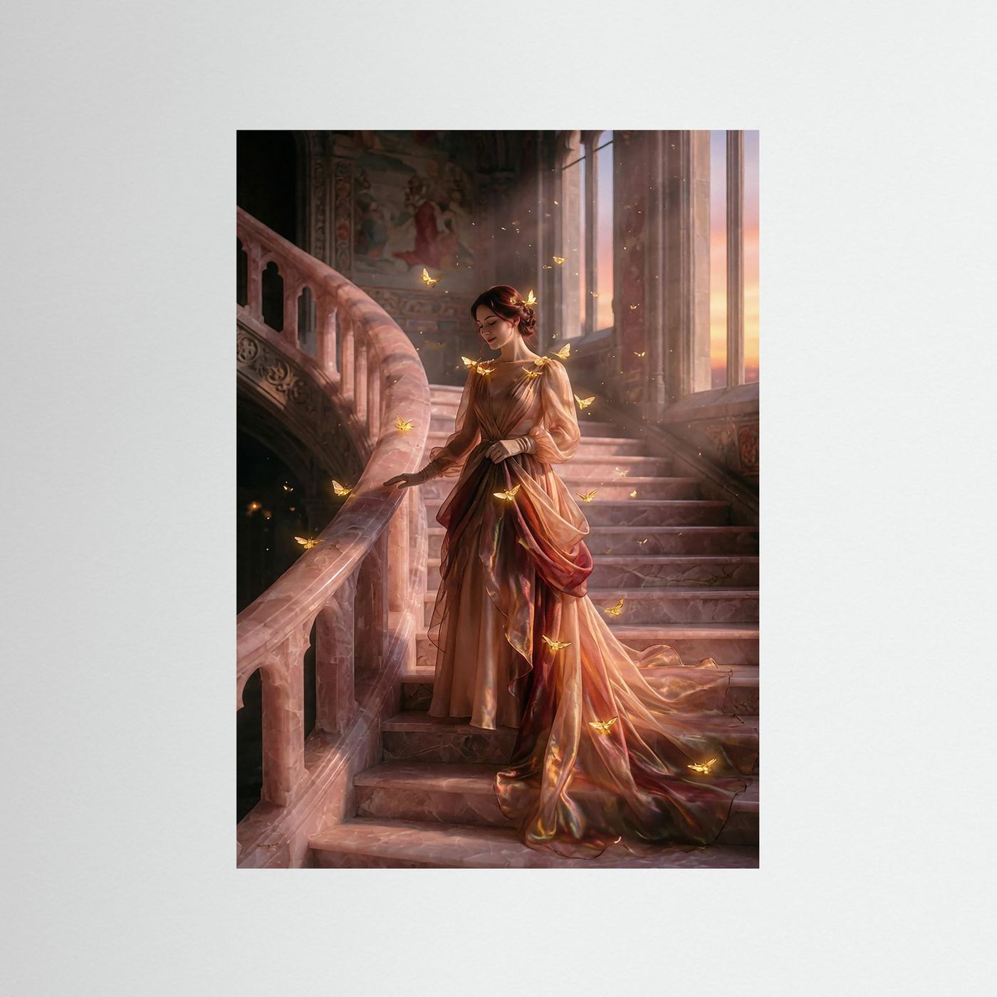 Fine-Art Fotografie: Symphonie aus Rosequarz und Bernstein – Hochwertiger Kunstdruck