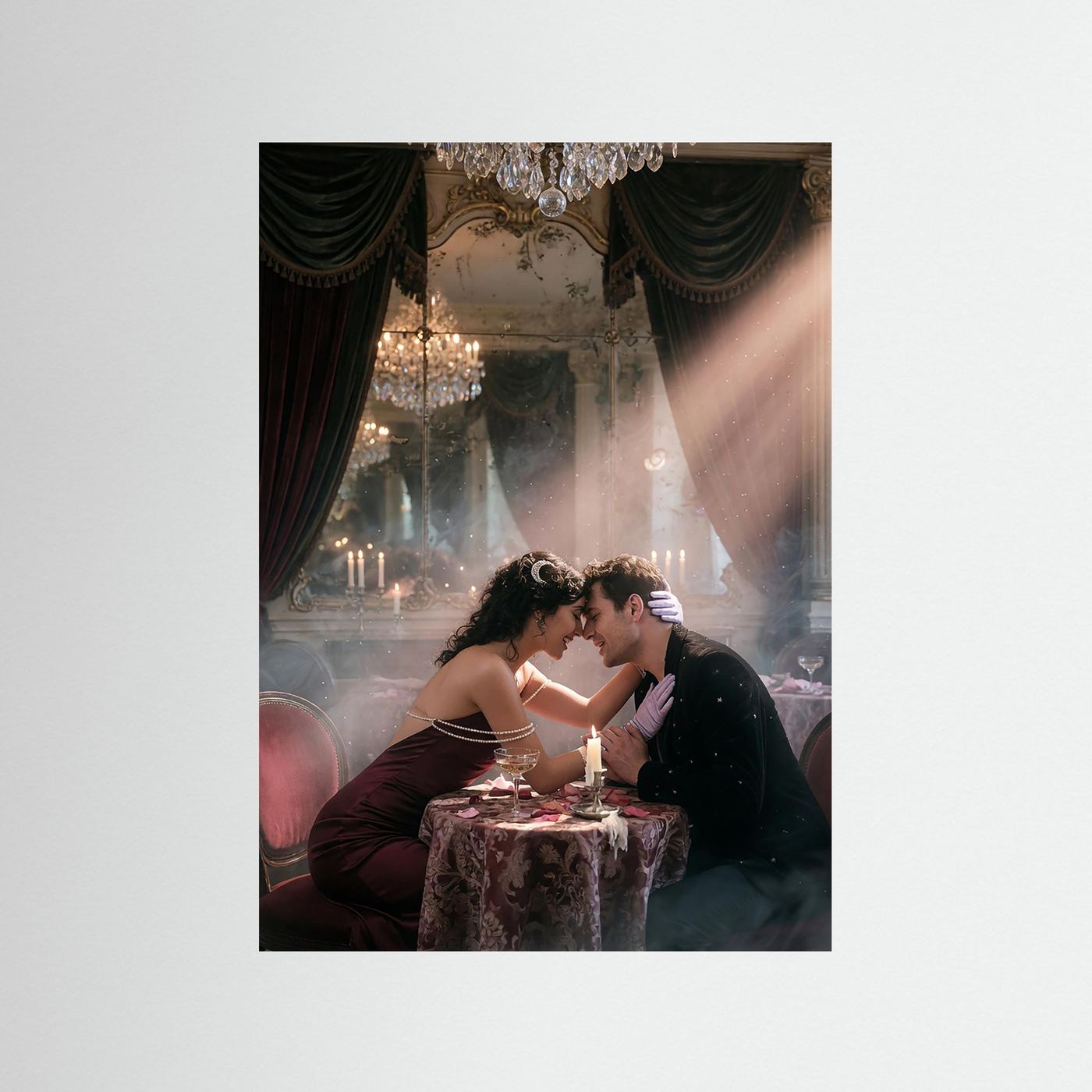Fine-Art Fotografie: Samtnebel über vergoldetem Porzellan – Hochwertiger Kunstdruck