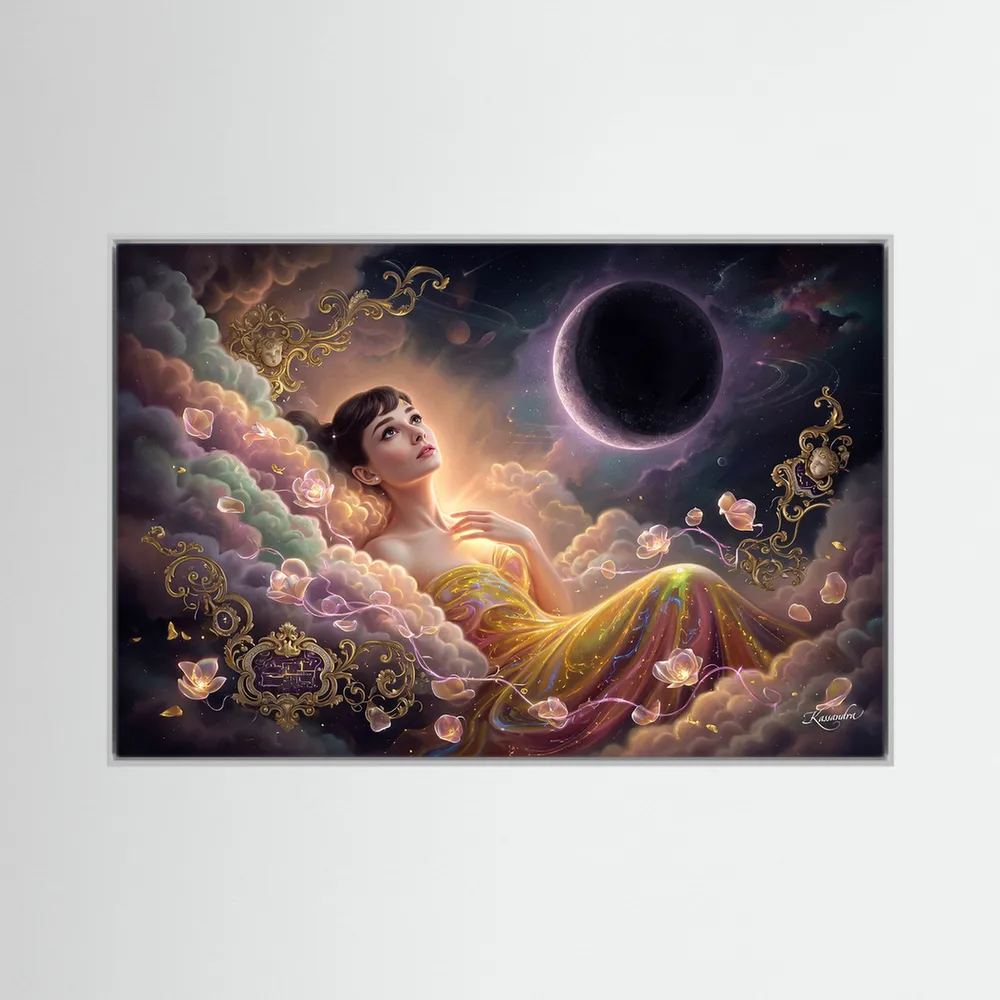 Wandbild Wenn die Nacht sich in flüssiges Gold hüllt - Raumansicht und Details