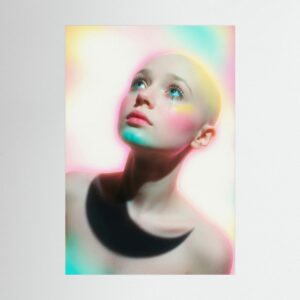 Fine-Art Fotografie: Bonbonrosa Hingabe unter dem schlafenden Mond – Hochwertiger Kunstdruck