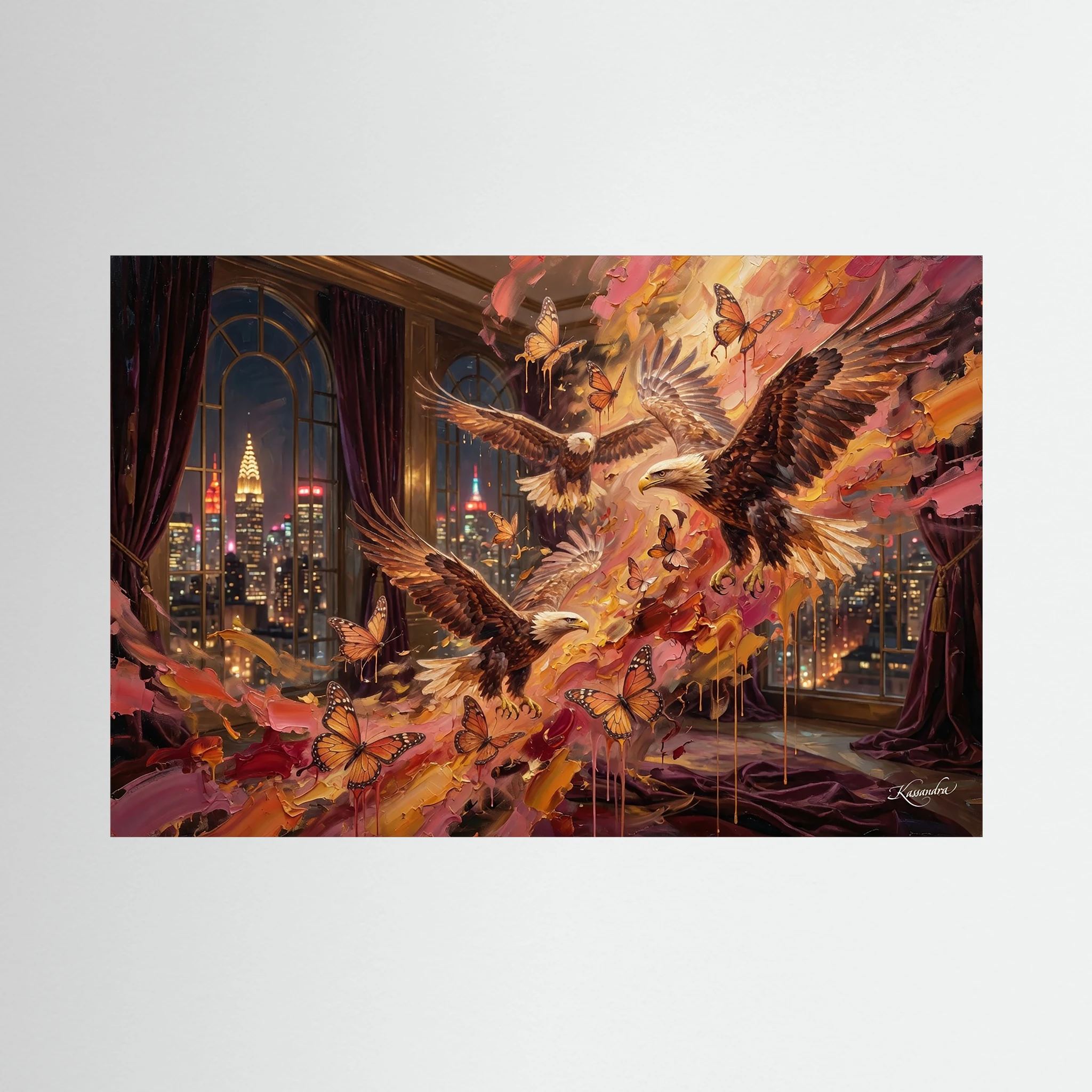 Wandbild Goldener Schwarm über Manhattan - Raumansicht und Details