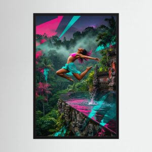 Fine-Art Fotografie: Neonfarbene Schwerkraft im Dschungel – Hochwertiger Kunstdruck