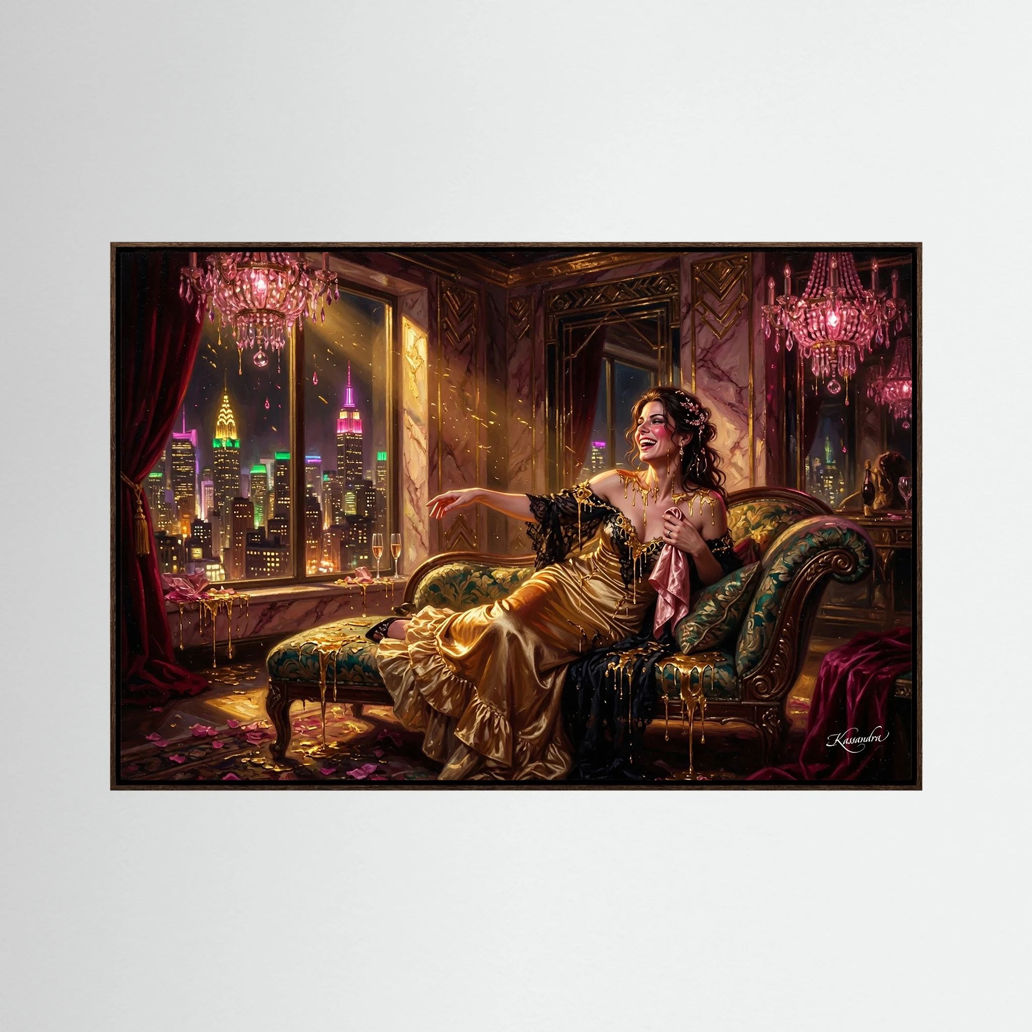 Wandbild Goldene Glut im Penthouse - Raumansicht und Details
