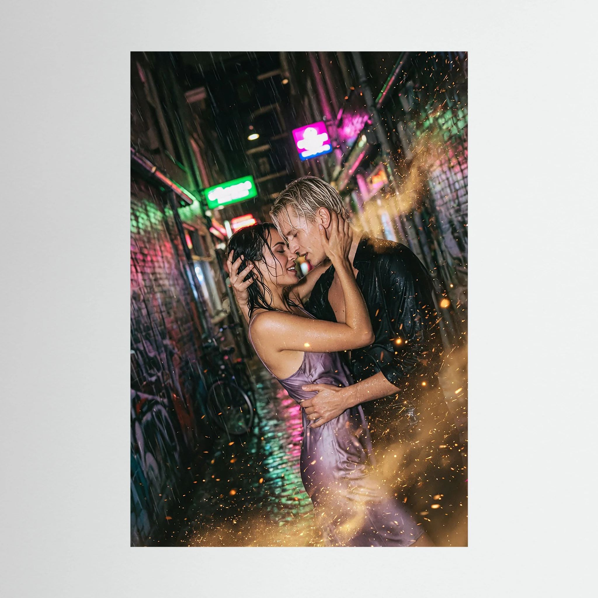 Fine-Art Fotografie: Verglühen im Neonregen – Hochwertiger Kunstdruck