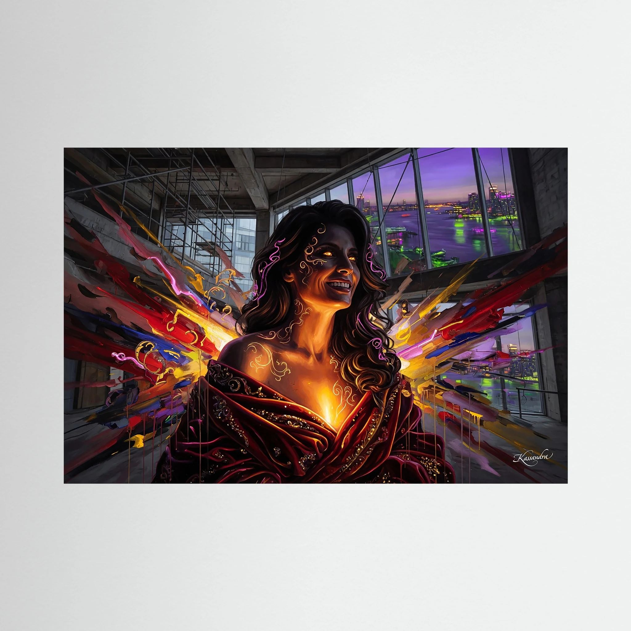 Wandbild Goldene Explosion im Whitney Museum - Raumansicht und Details
