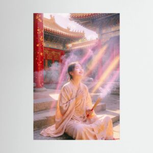 Fine-Art Fotografie: Neonfarbener Tempel der Ewigen Hingabe – Hochwertiger Kunstdruck