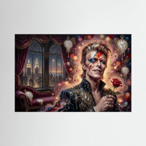 Leinwandbild: Bowie im goldenen New Yorker Rausch – Kunstwerk für modernes Wohnen