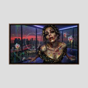 Leinwandbild: Neonblut und goldene Dominanz in Singapur – Kunstwerk für modernes Wohnen