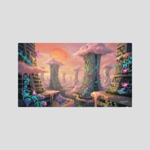 Leinwandbild: Neonfarbene Sehnsucht über Singapur – Kunstwerk für modernes Wohnen