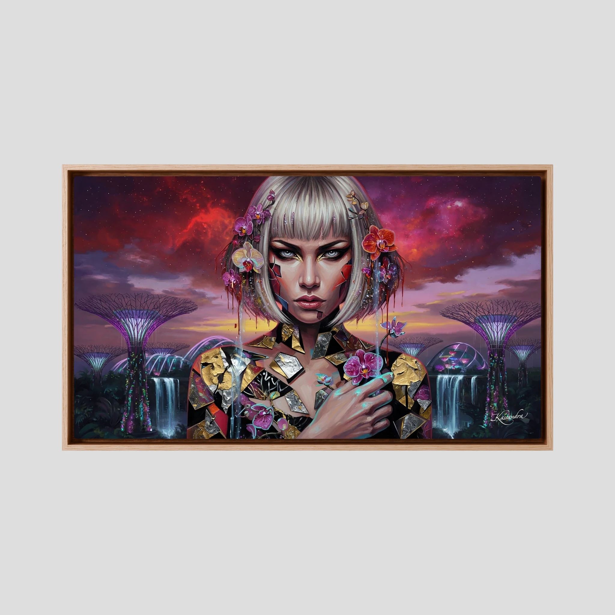 Wandbild Neon-Obsession im futuristischen Dschungel Singapurs - Raumansicht und Details