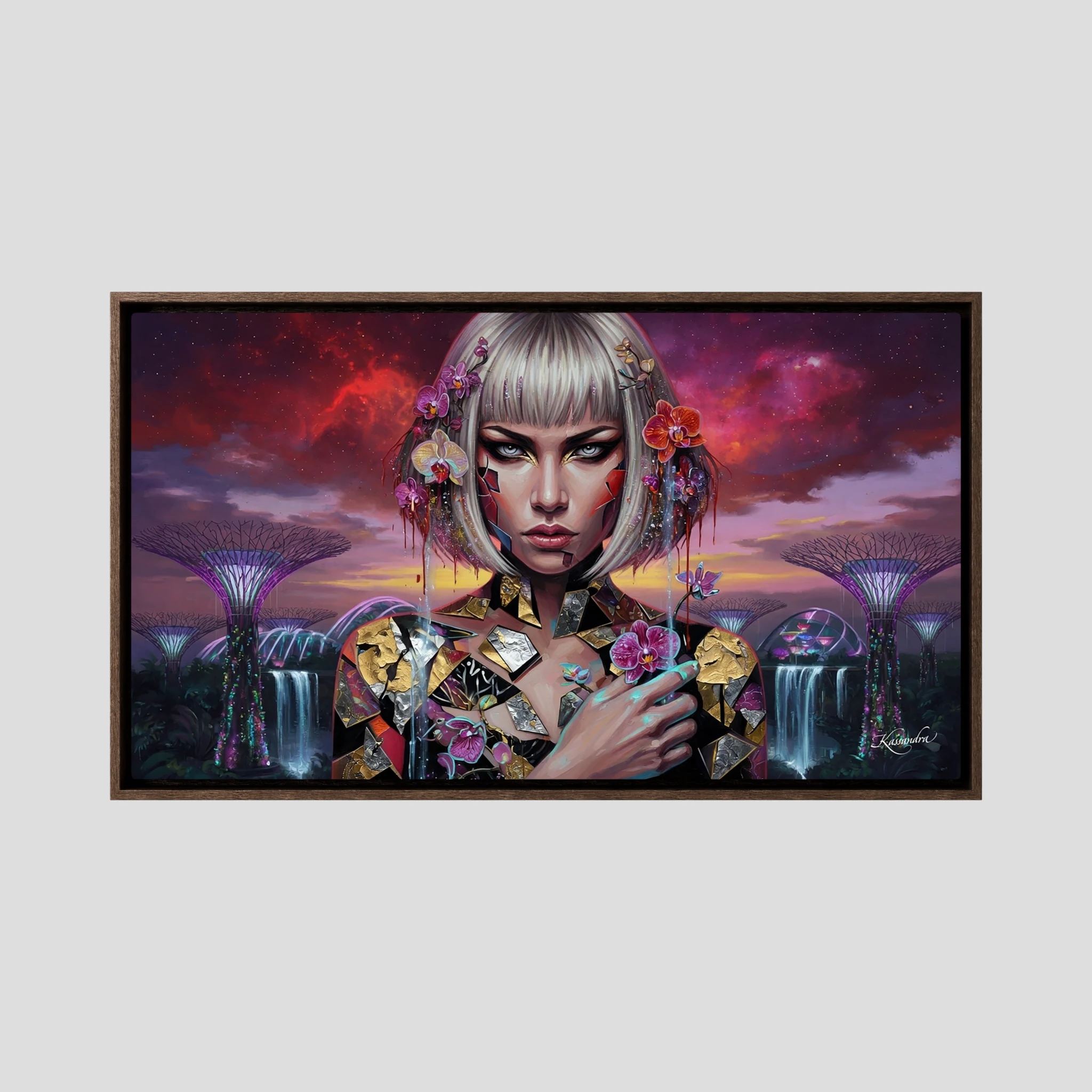 Wandbild Neon-Obsession im futuristischen Dschungel Singapurs - Raumansicht und Details
