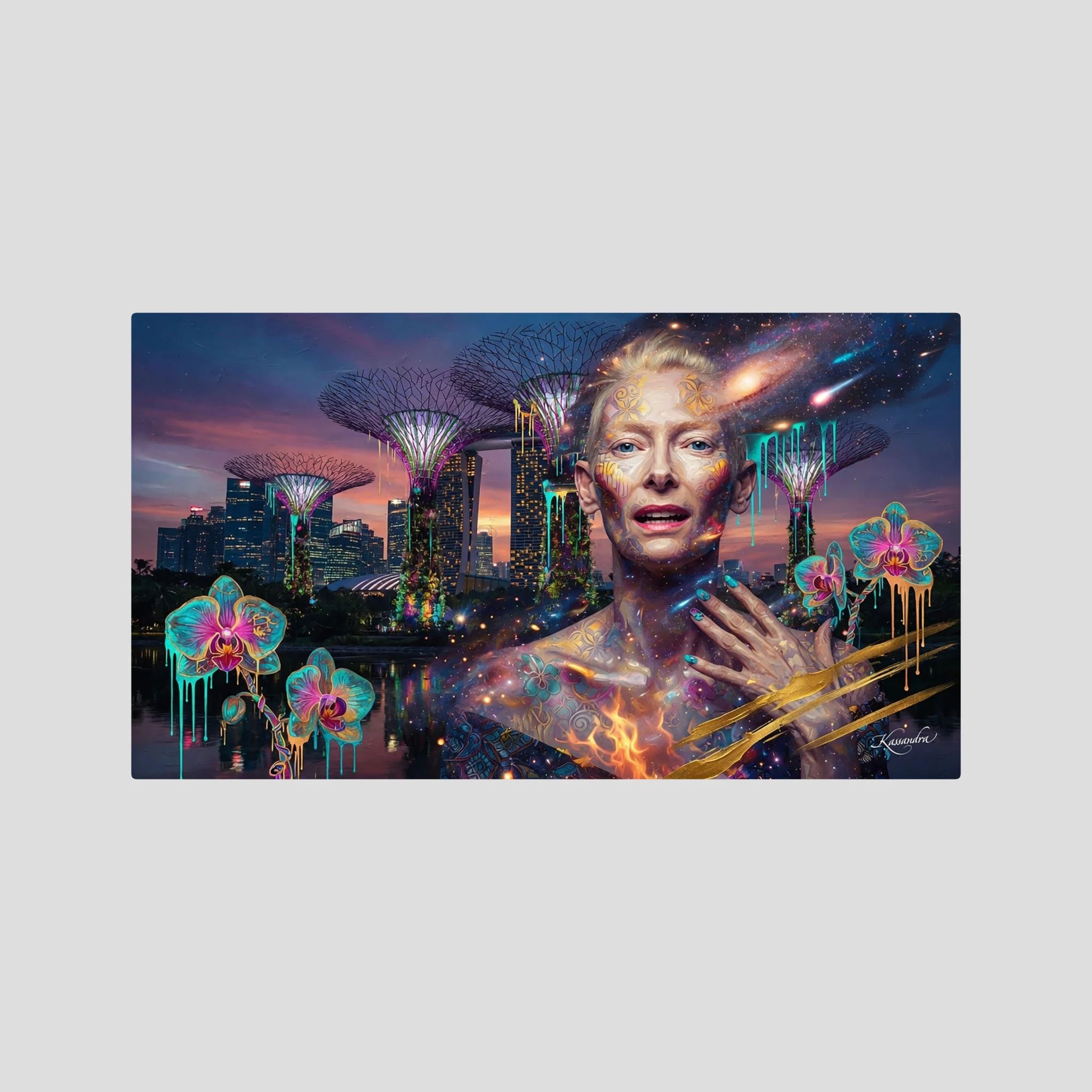 Leinwandbild: Tildas kosmischer Puls über Singapur – Kunstwerk für modernes Wohnen